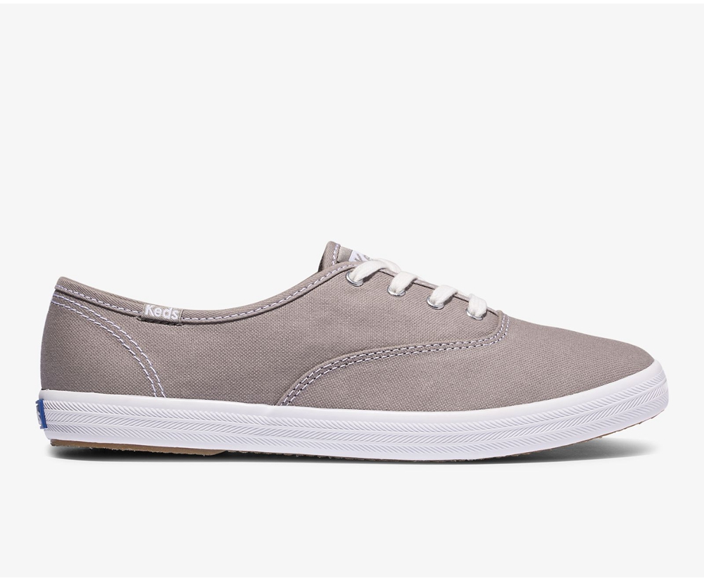 Keds Sneakers Grey - Champion Organic Cotton Canvas - Womens OVFPTH-657